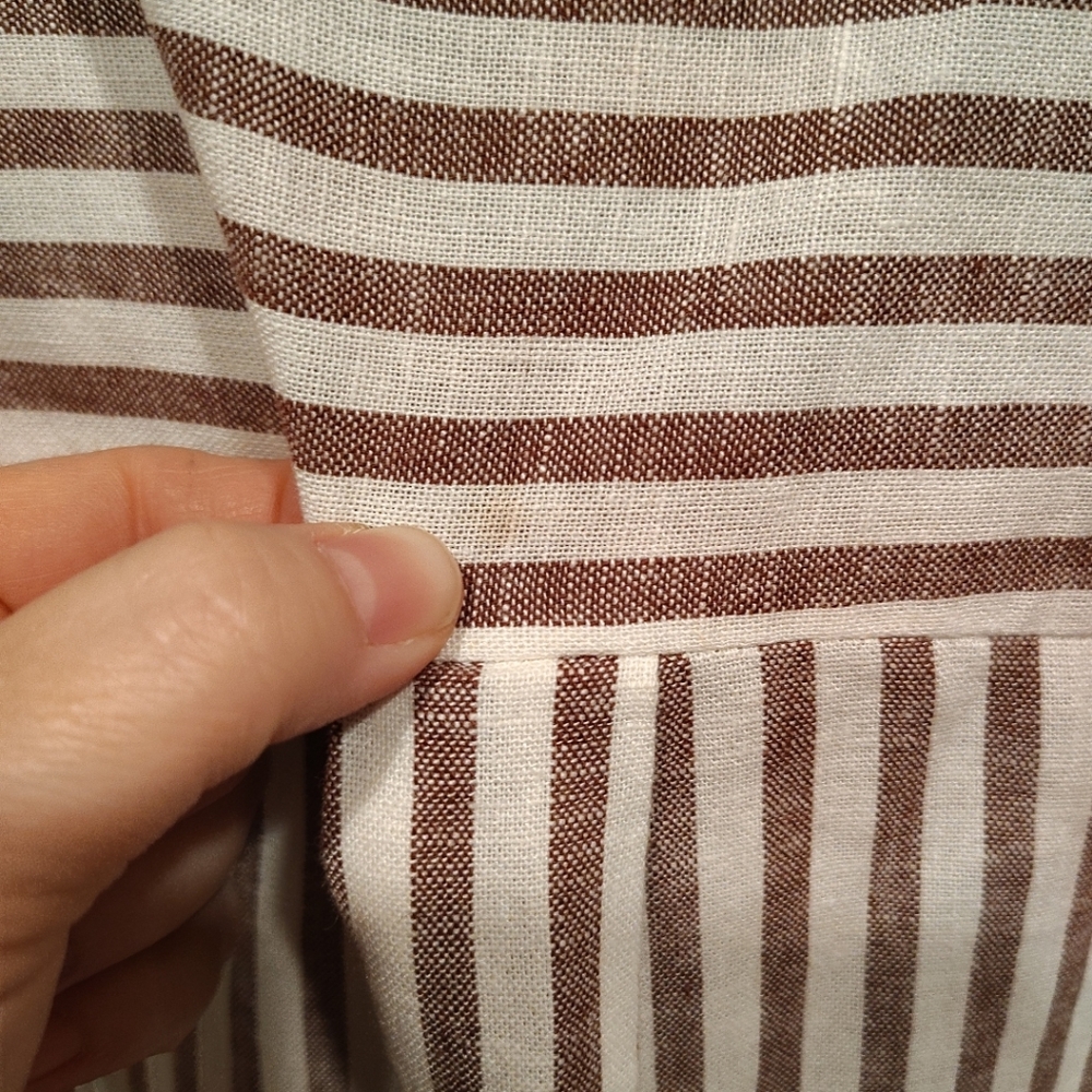 Old Navy Women's Sand Stripe Linen Blend Shirt Dress Sz XL Preppy Beach Vacation - Picture 7 of 8